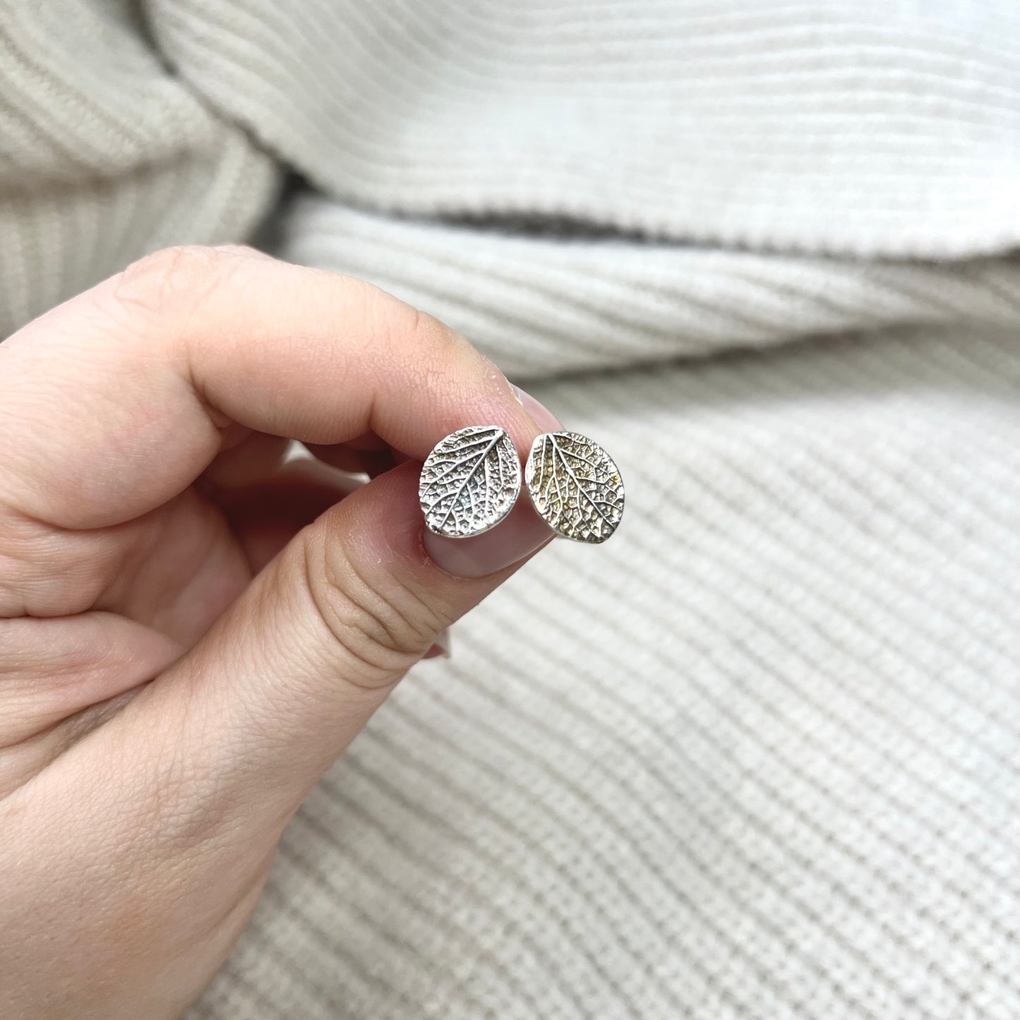 Leaf Stud Earrings - Lemon Balm