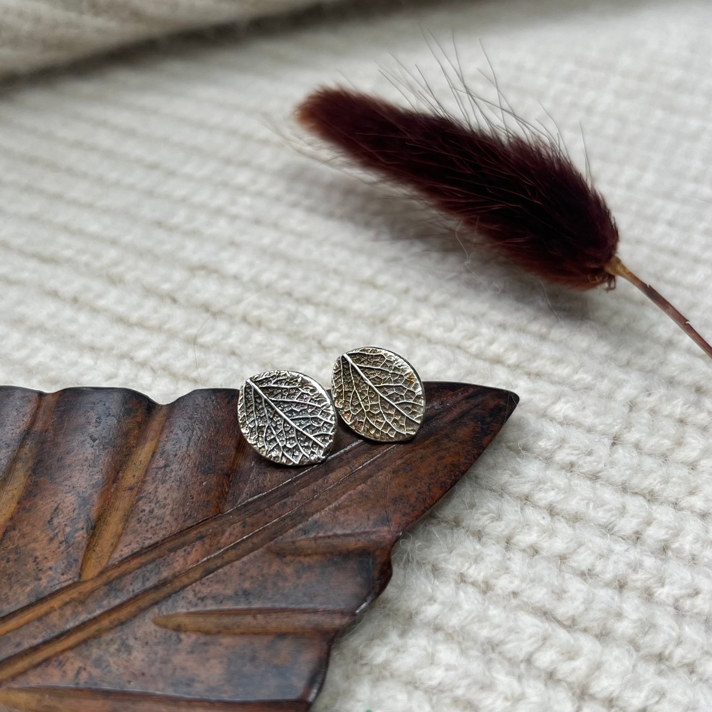 Leaf Stud Earrings - Lemon Balm