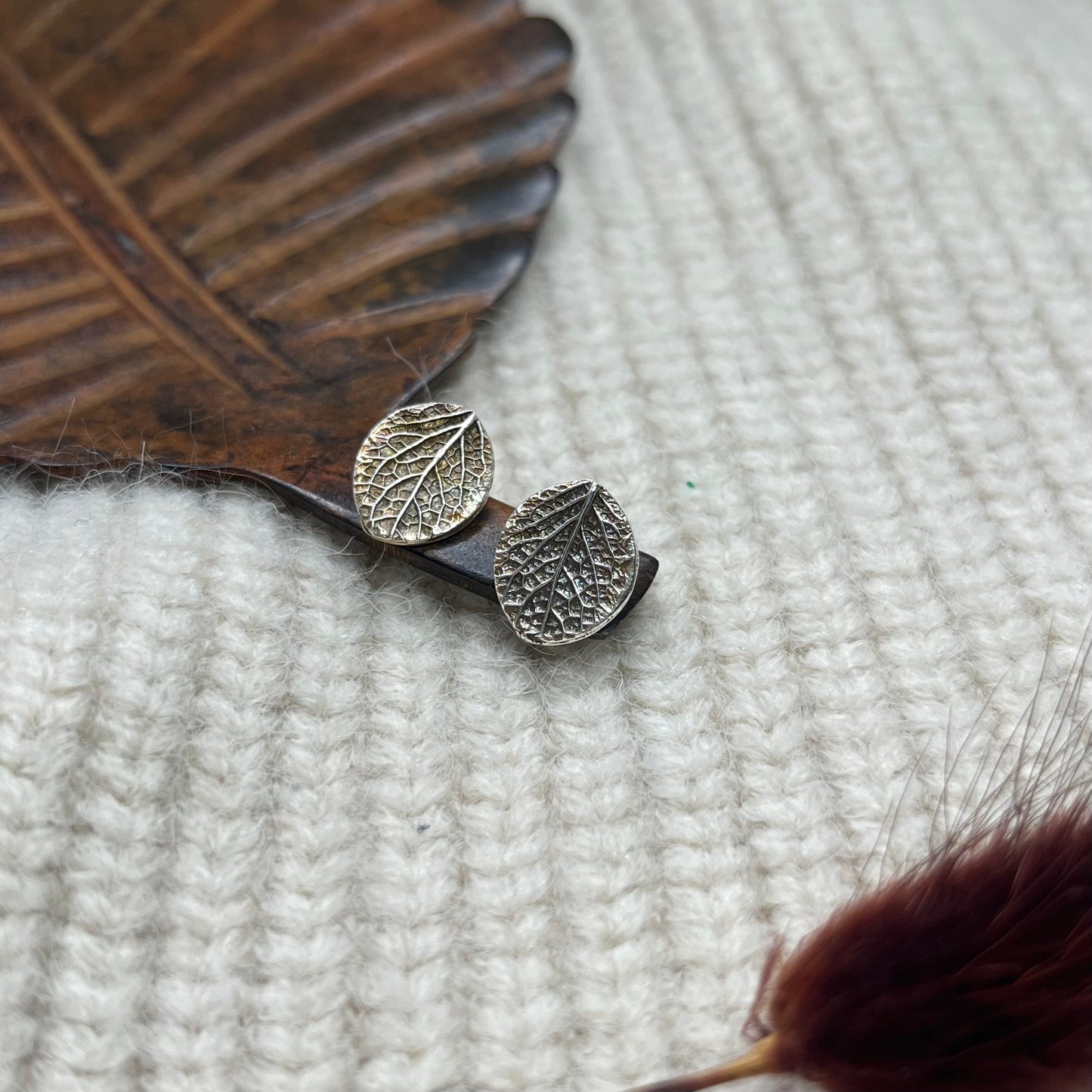 Leaf Stud Earrings - Lemon Balm