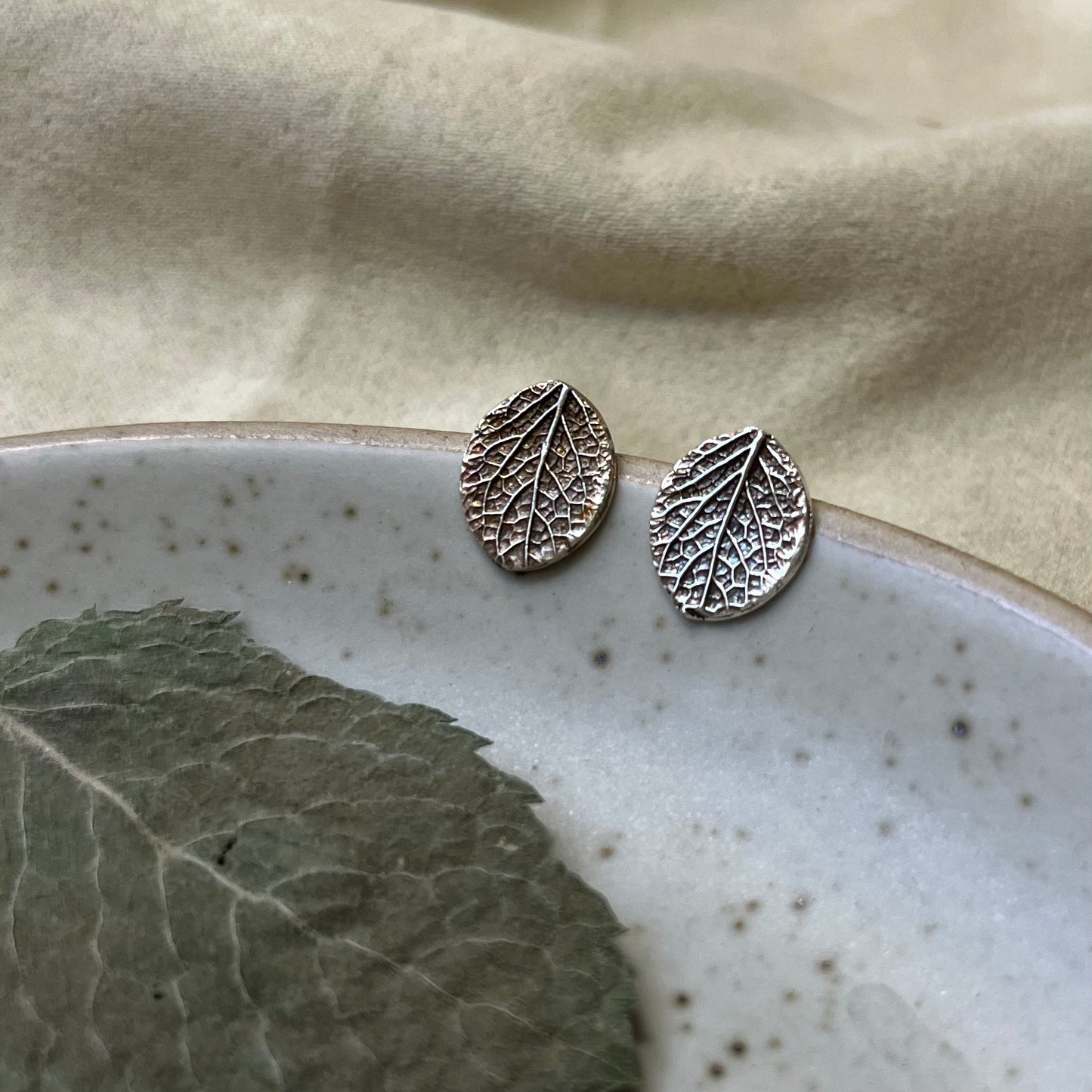 Leaf Stud Earrings - Lemon Balm