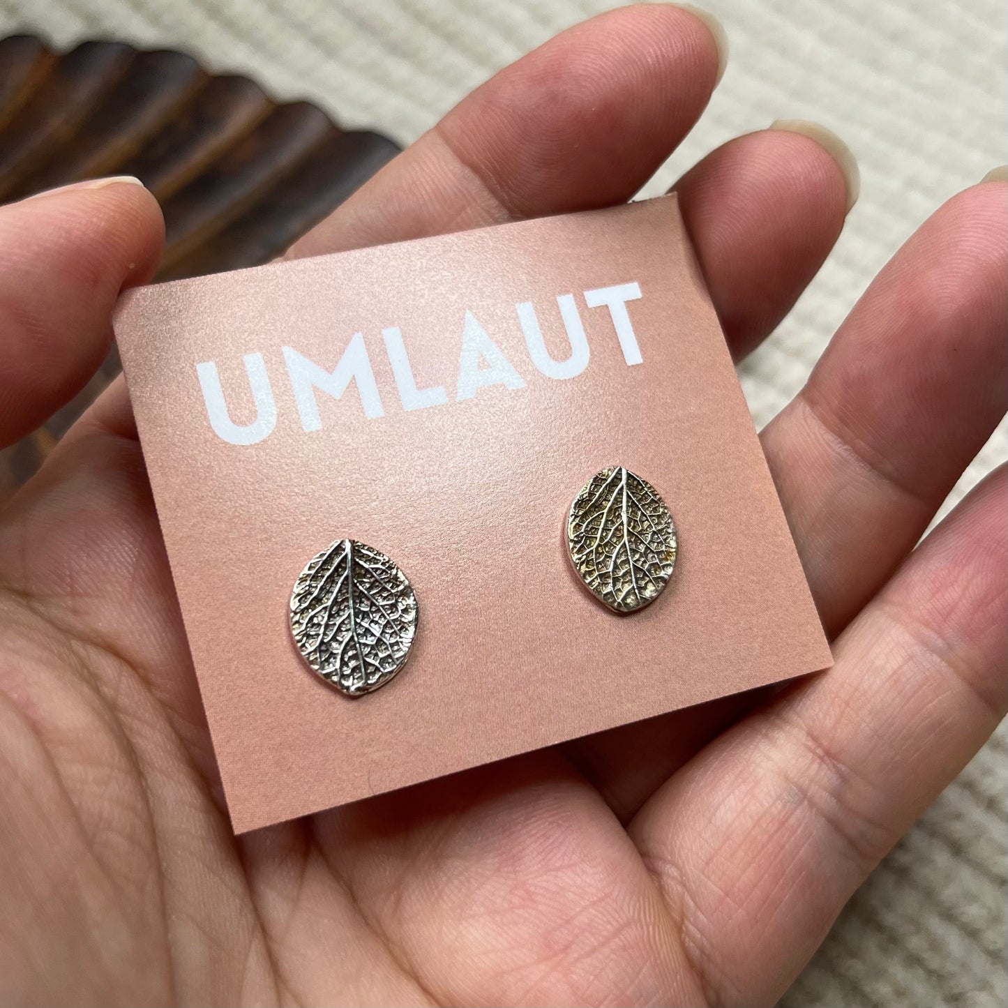 Leaf Stud Earrings - Lemon Balm